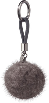 Pompon Sleutelhanger Donkergrijs