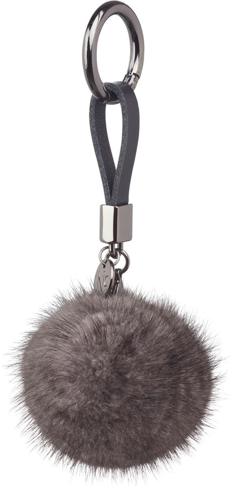 Pompon Sleutelhanger Donkergrijs
