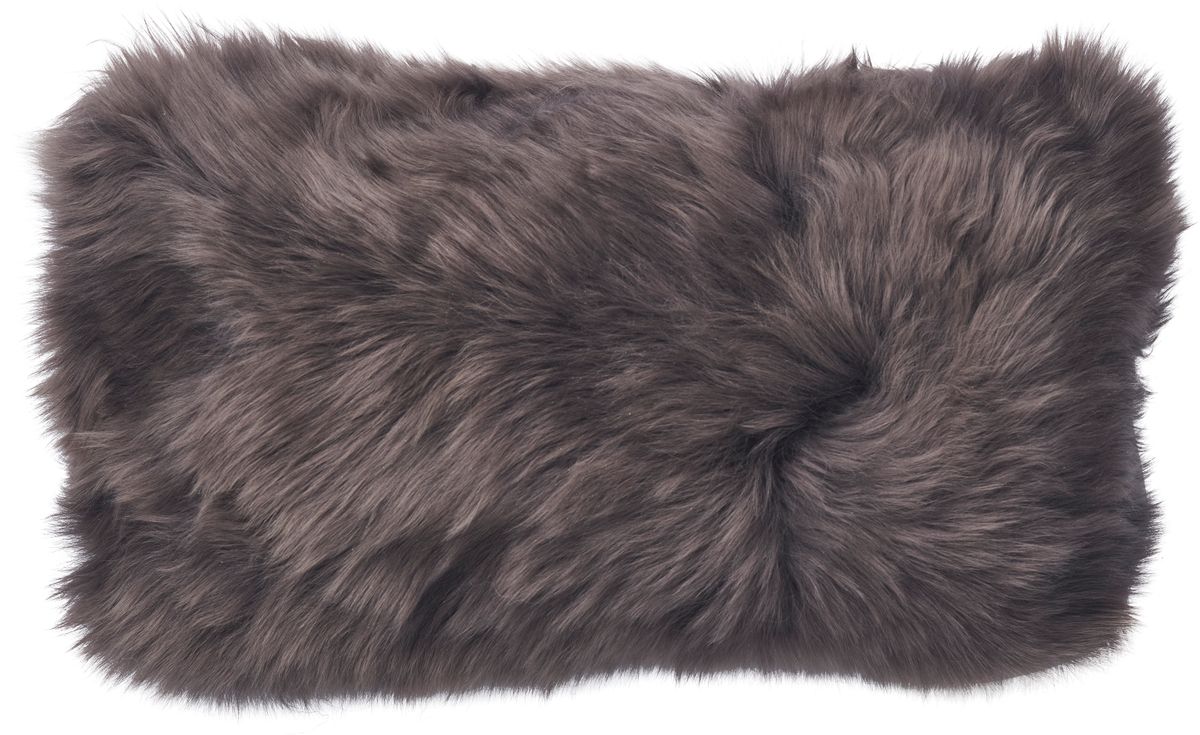 Langharig Schapenvacht Kussen  | Dubbelzijdig | Nieuw-Zeeland | 25x50 cm Walnoot bruin