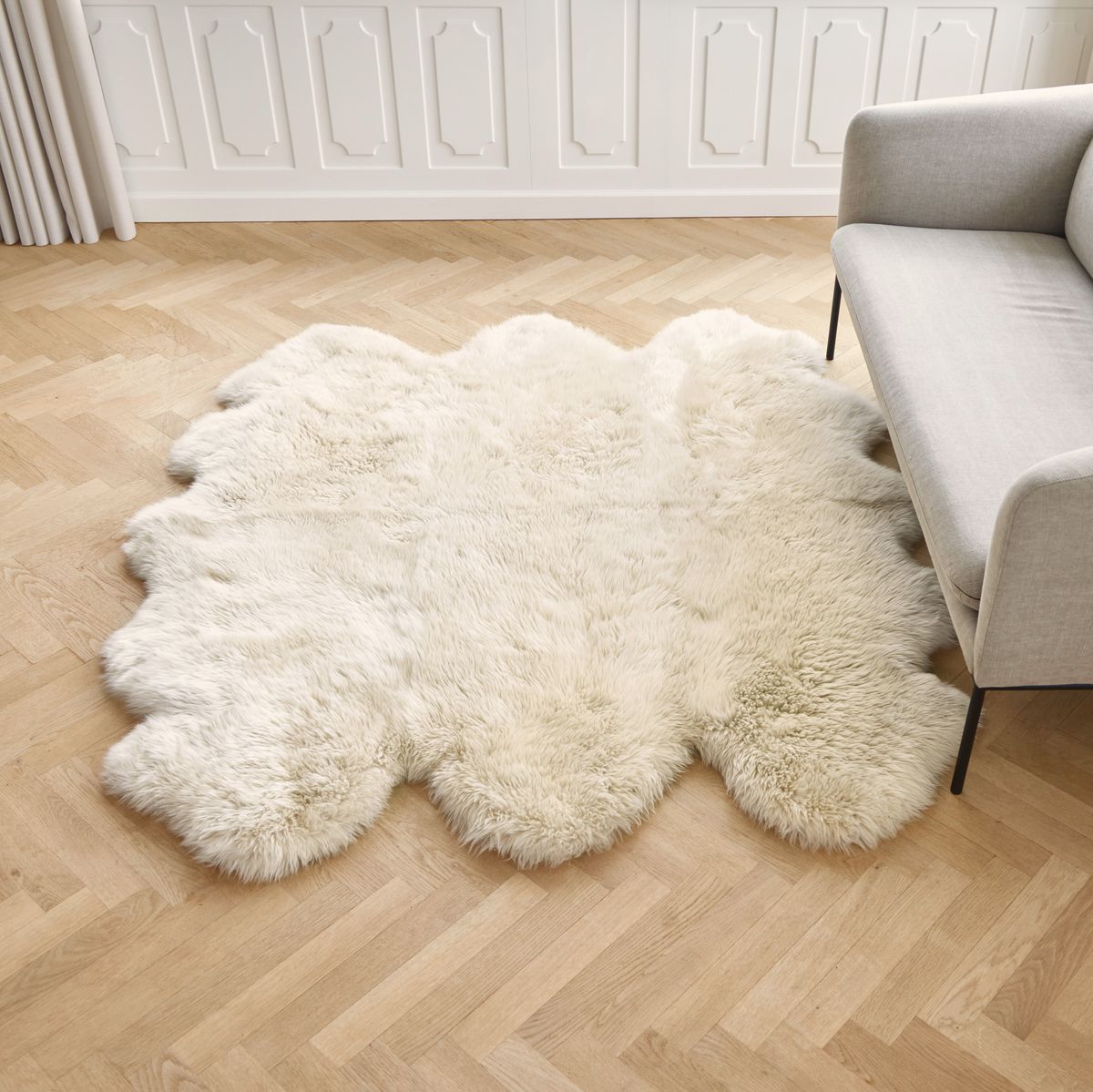 Premium | Nieuw- Zeelandse schapenvacht | Langharig | Zesdubbel Kleed 180x162 cm Zwart
