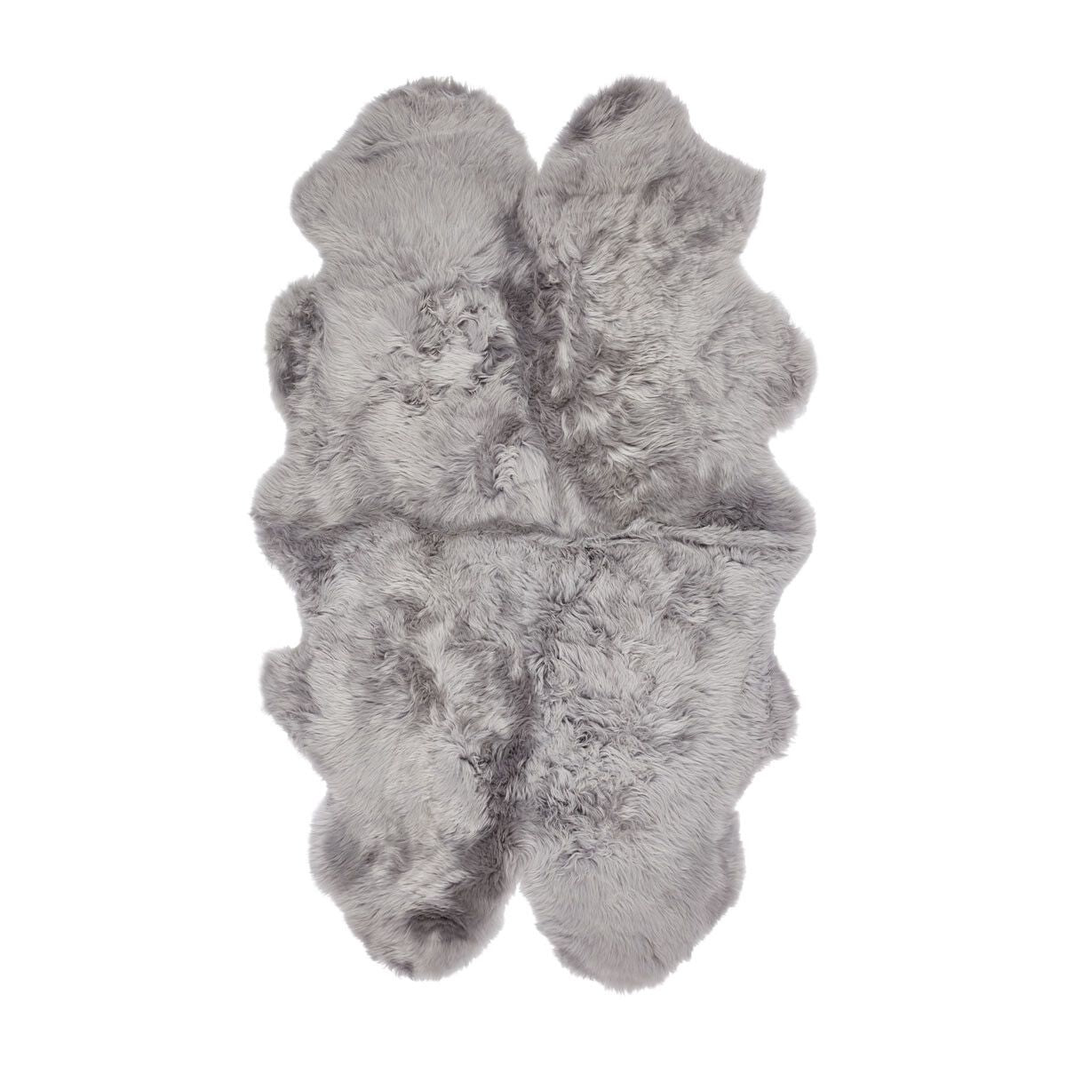 Vierdubbele Schapenvacht | Langharig | Nieuw- Zeeland | 170x110 cm Licht Grijs