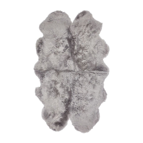 Vierdubbele Schapenvacht | Langharig | Nieuw- Zeeland | 170x110 cm Licht Grijs