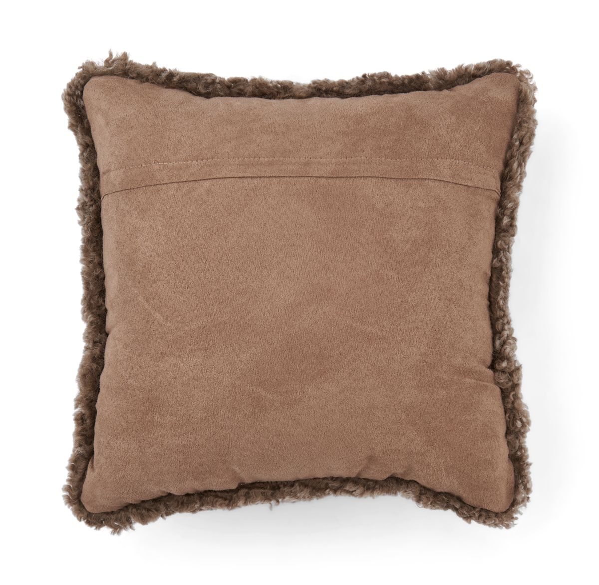 Kortharig Curly Schapenvacht Kussen | 40x40 cm Taupe/Wit
