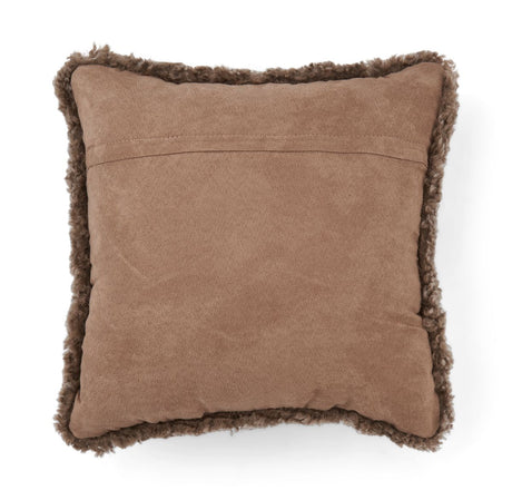 Kortharig Curly Schapenvacht Kussen | 40x40 cm Taupe/Wit