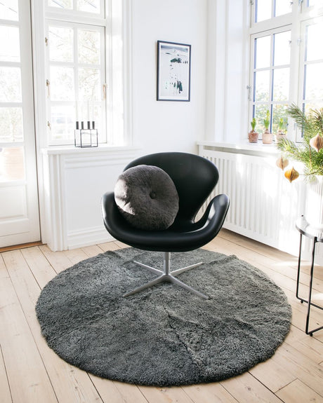 Kortharig Curly Schapenvacht Design Kleed | Ø140 cm Licht Grijs