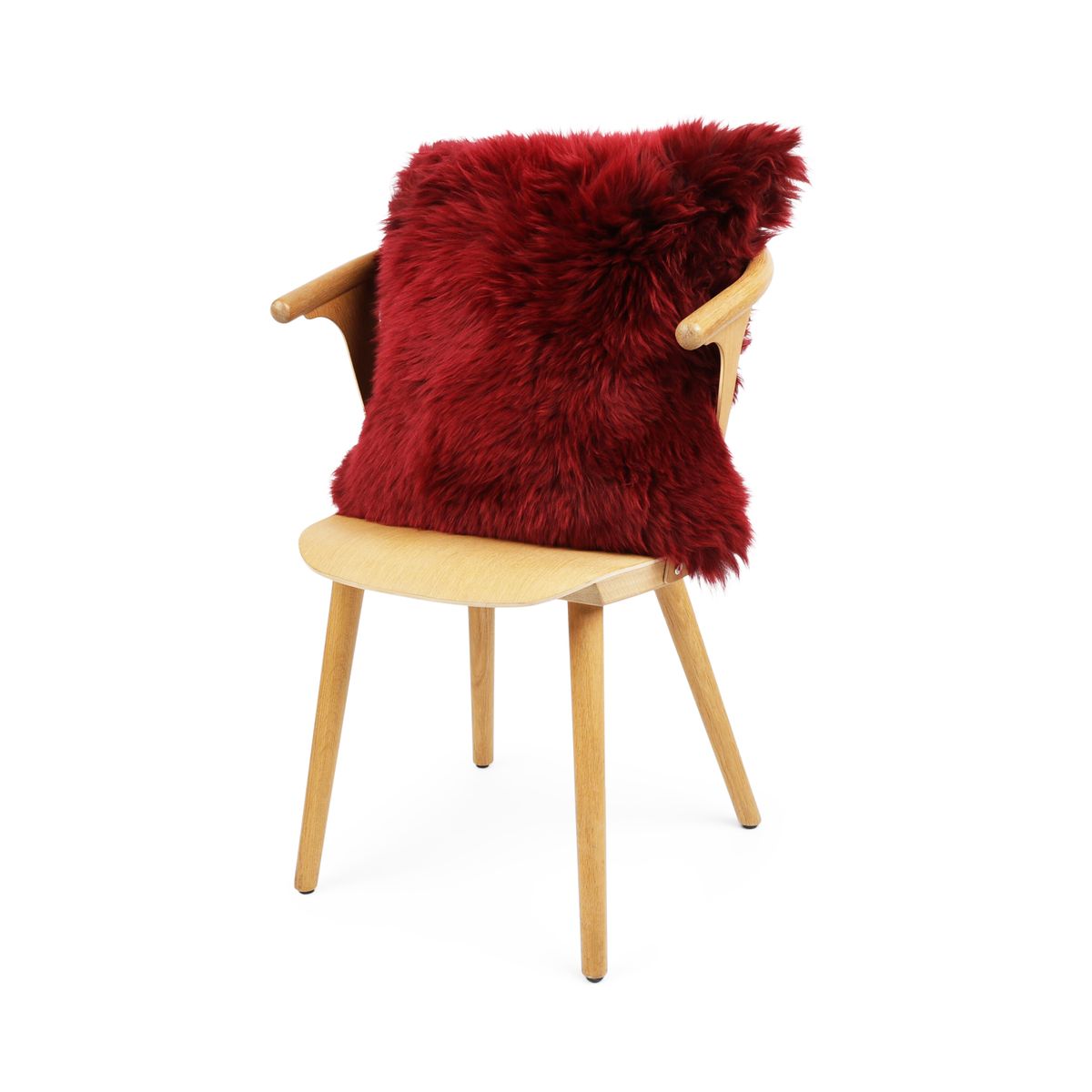 Schapenvacht Kussen | Langharig | Nieuw- Zeeland | 50x50 cm Burgundy