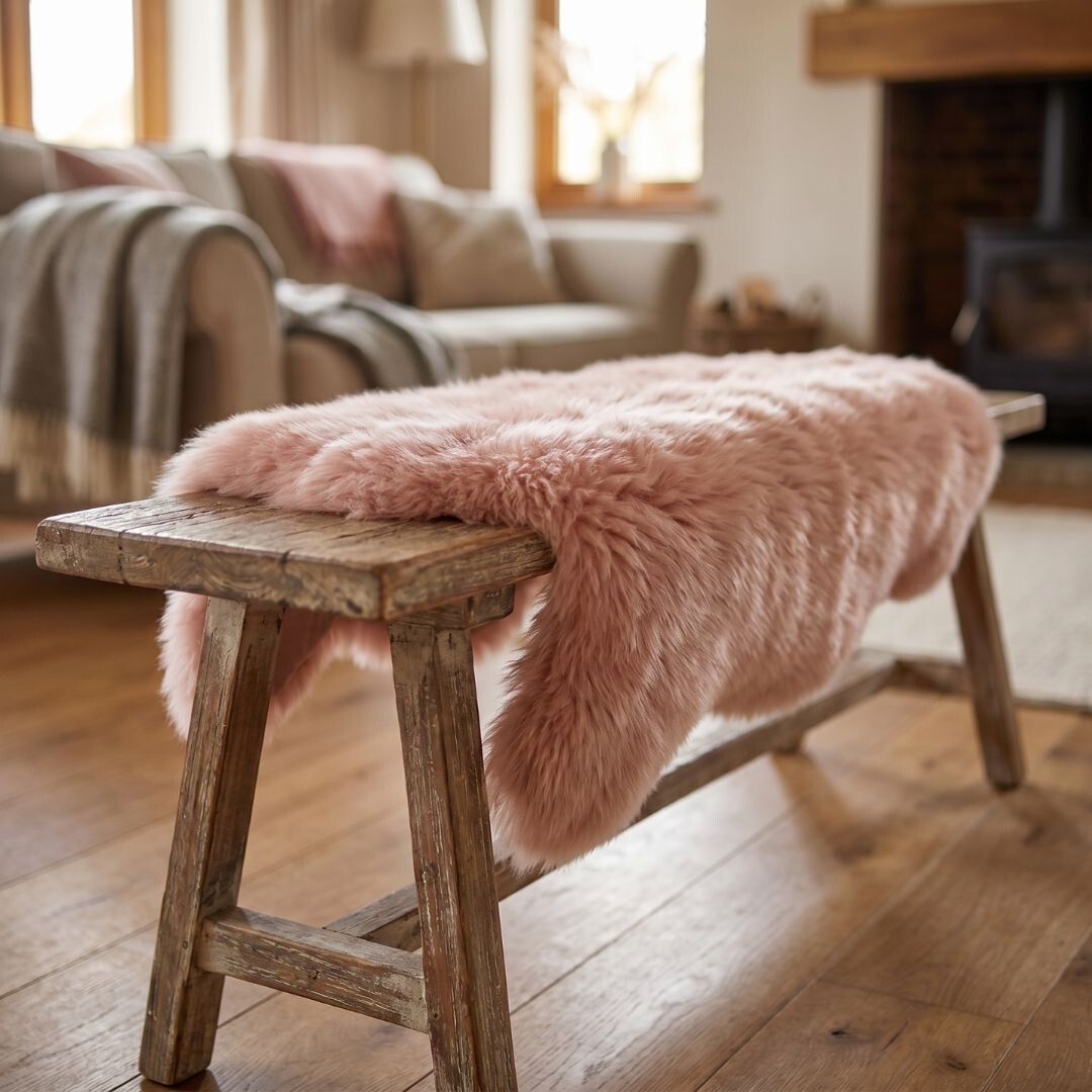 Merino Dubbele Schapenvacht | Langharig | 170x60 cm Roze
