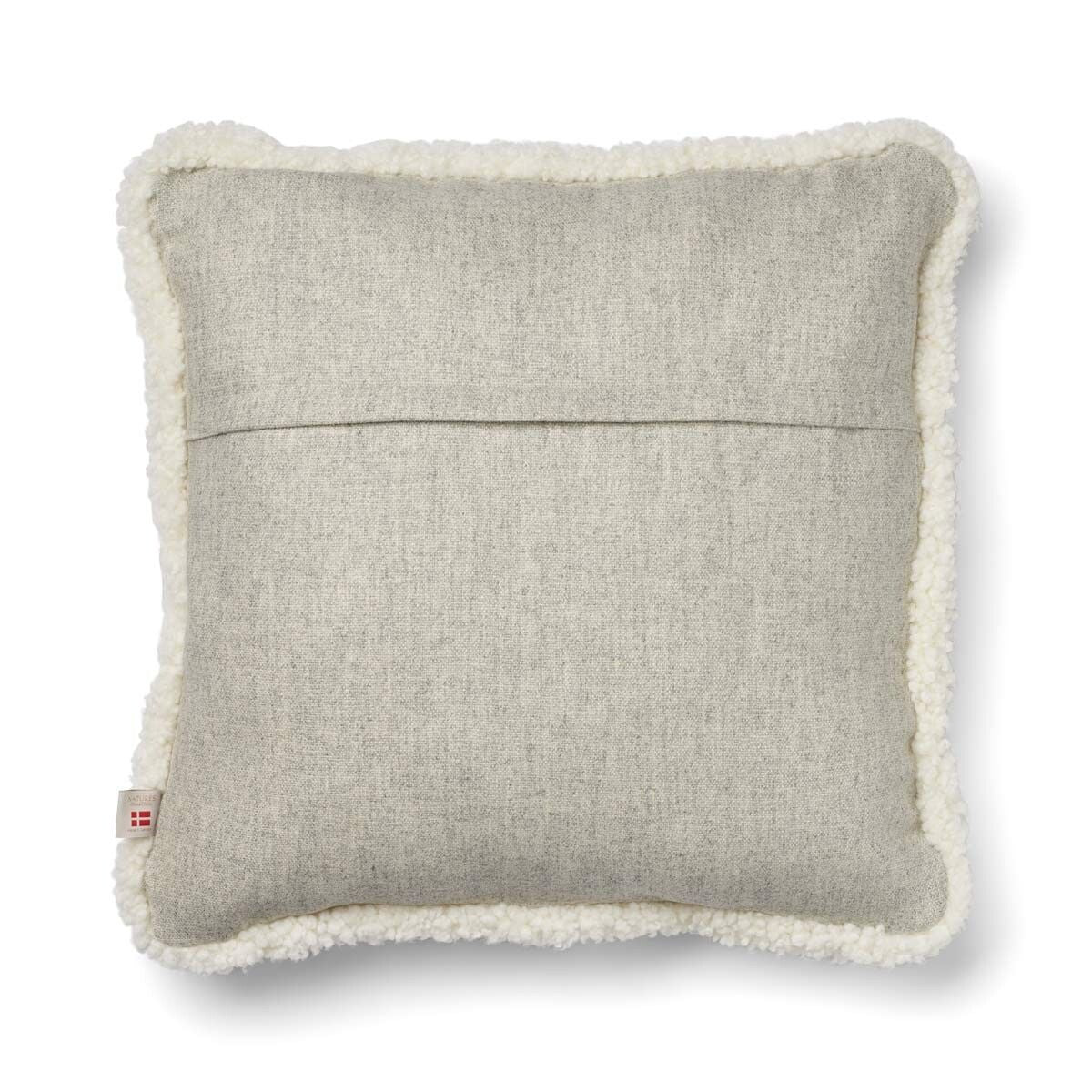Kortharig Schapenvacht Kussen | KW rand | 52x52 cm | 34x52 cm Zilver/Ivoor