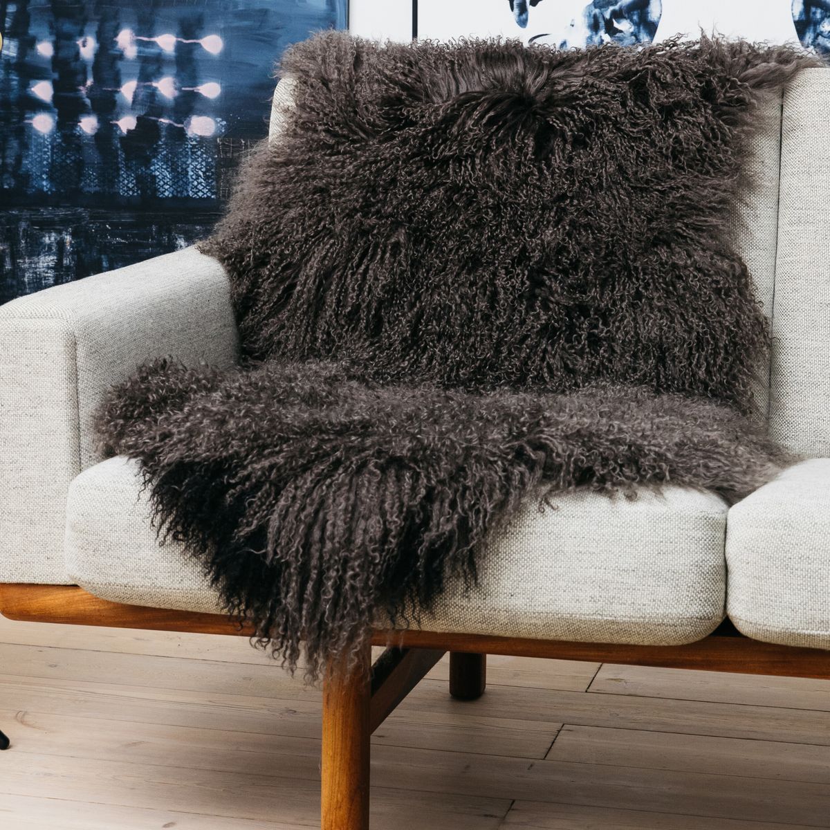 Curly Schapenvacht | Tibet | 135 x 50 cm Taupe