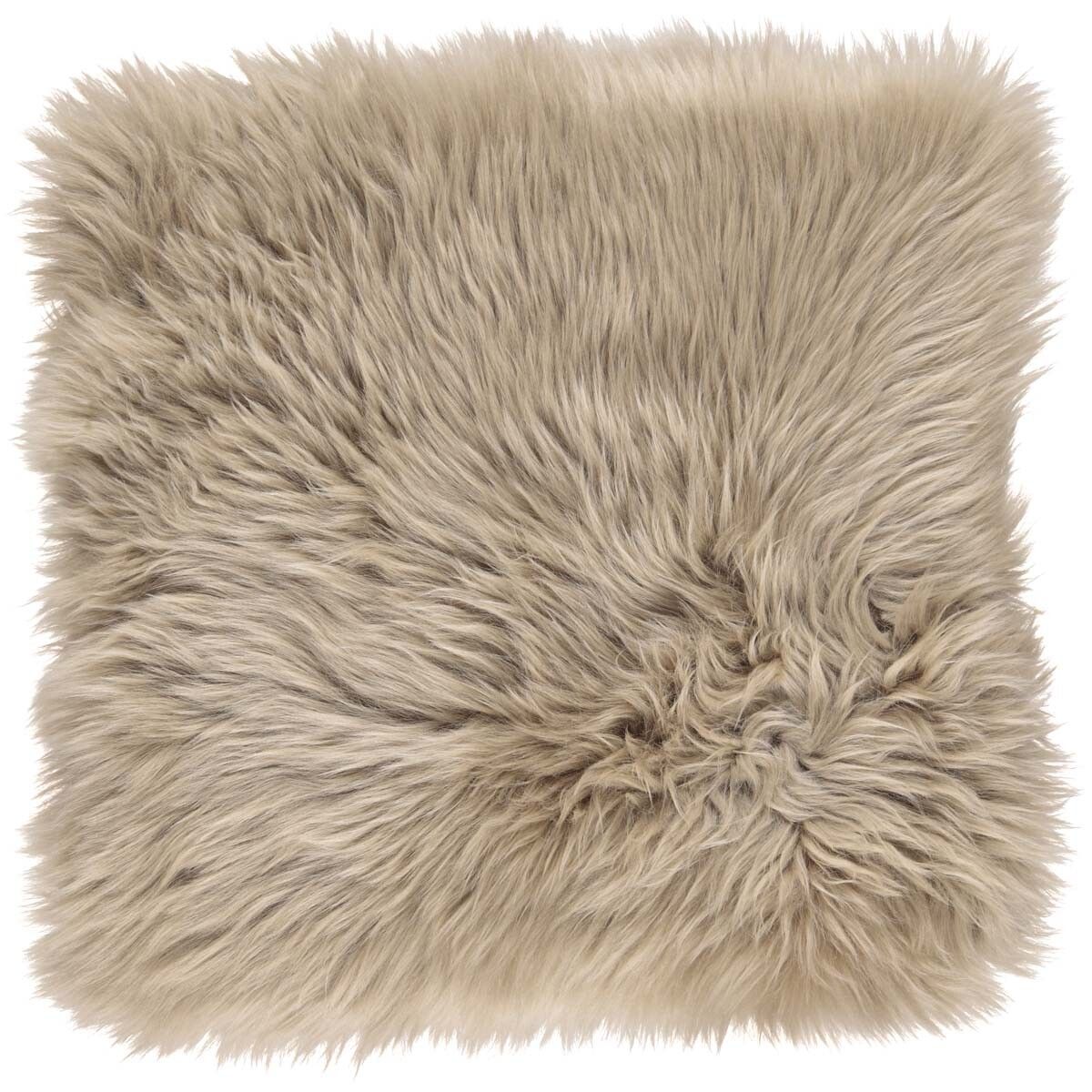 Langharig Schapenvacht Stoel Kussen | Met Vulling | 37x37 cm Taupe