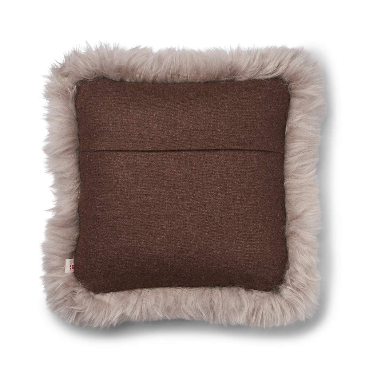 Wollen Kussen | LW rand | 52x52 cm | 34x52 cm Bruin/Duif