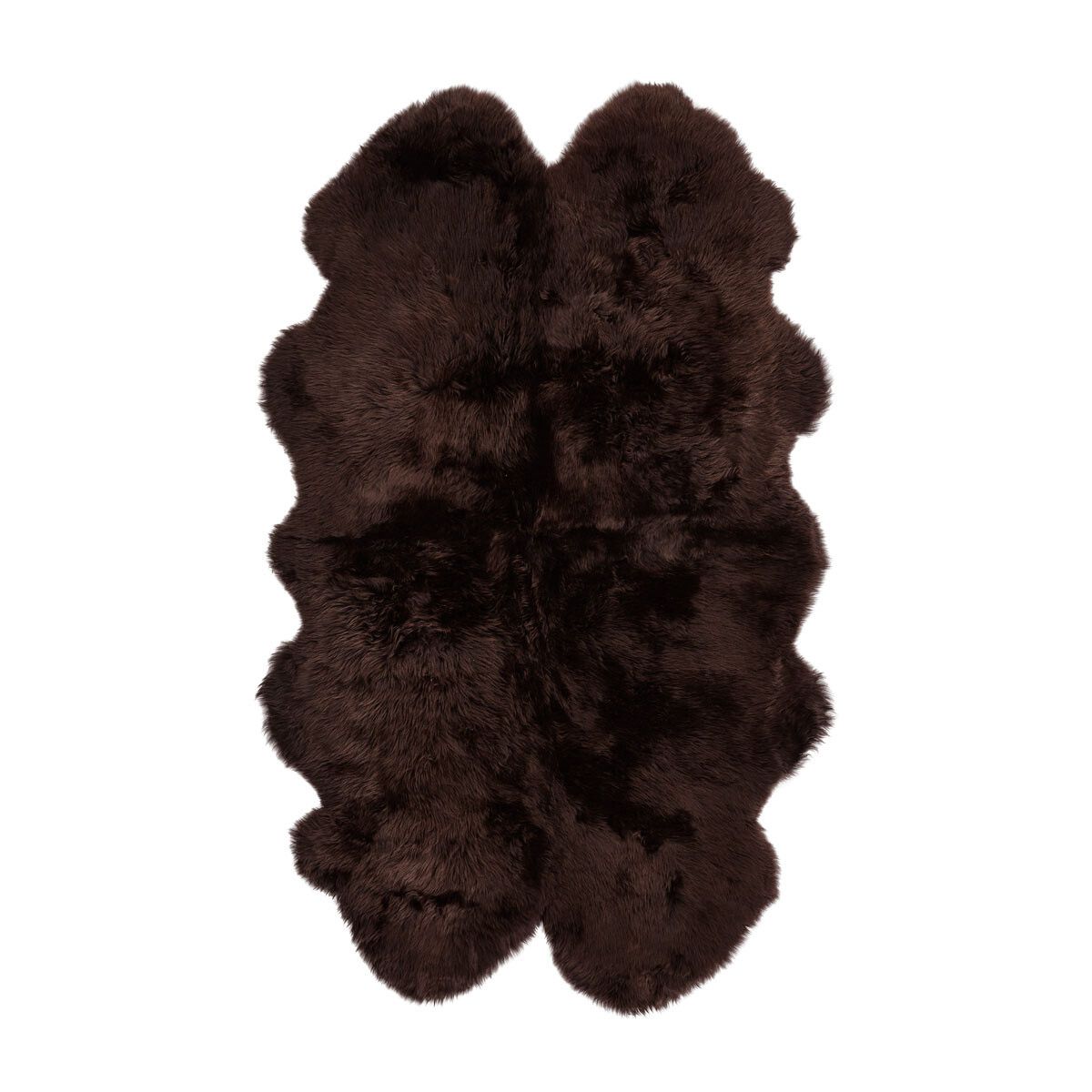 Premium Nieuw- Zeelandse schapenvacht | Langharig | Vierdubbel Kleed 180x110 cm Chocolade