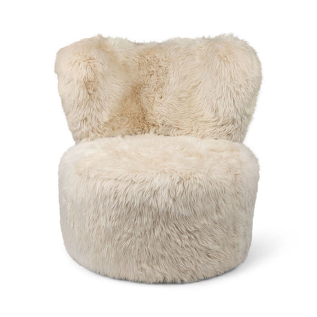 Ethan Puffy Loungestoel | Langharige Schapenvacht Linnen