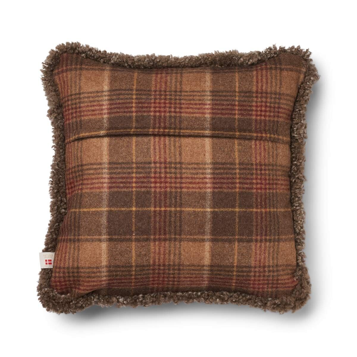 Schapenwol Kussen | Dubbelzijdig | KW rand | 52x52 cm | 34x52 cm Cacao-Donkerbruin/Taupe