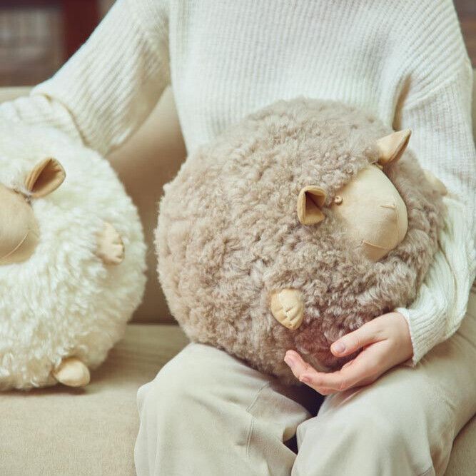 Schattig Schapen Kussen | Ø20 cm | Ø26 cm | Ø34 cm Beige/Wit