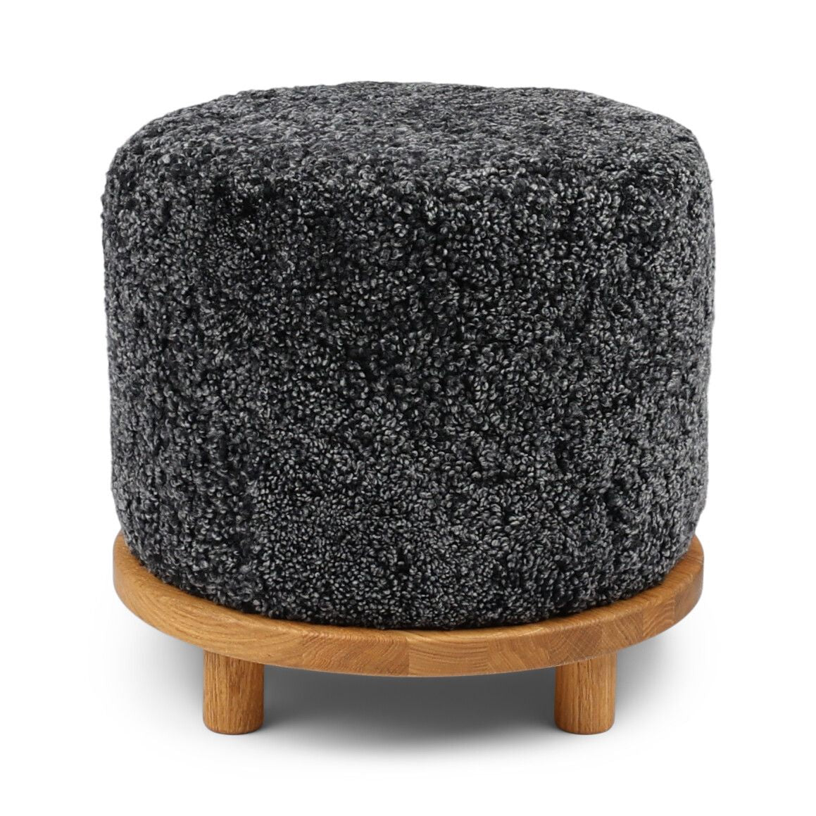 Simon Poef | Kortharige Schapenvacht | D46xH42 cm Antraciet Grijs
