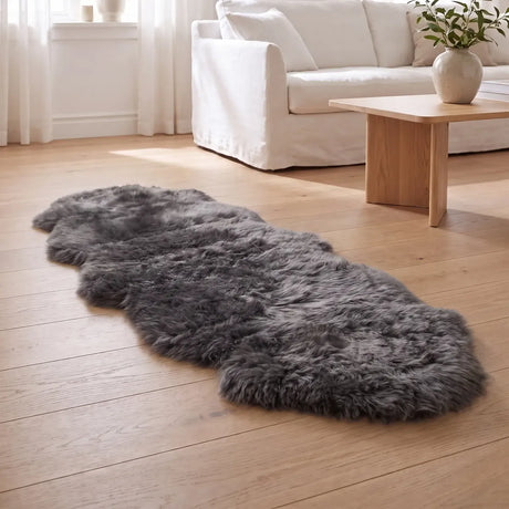 Merino Dubbele Schapenvacht | Langharig | 170x60 cm Staal Grijs