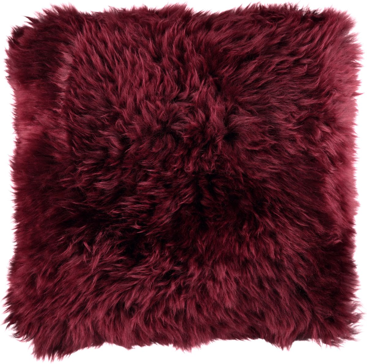 Langharig Schapenvacht Kussen | 35x35 cm Burgundy