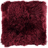 Langharig Schapenvacht Kussen | 35x35 cm Burgundy