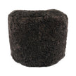 Kortharige Curly Schapenvacht Poef Chocolade