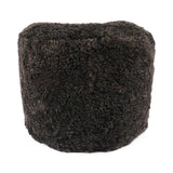 Kortharige Curly Schapenvacht Poef Chocolade