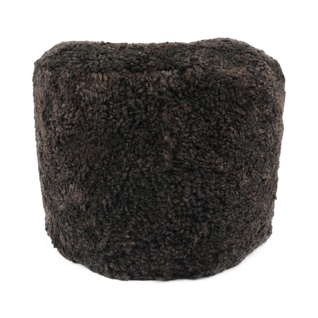 Kortharige Curly Schapenvacht Poef Chocolade