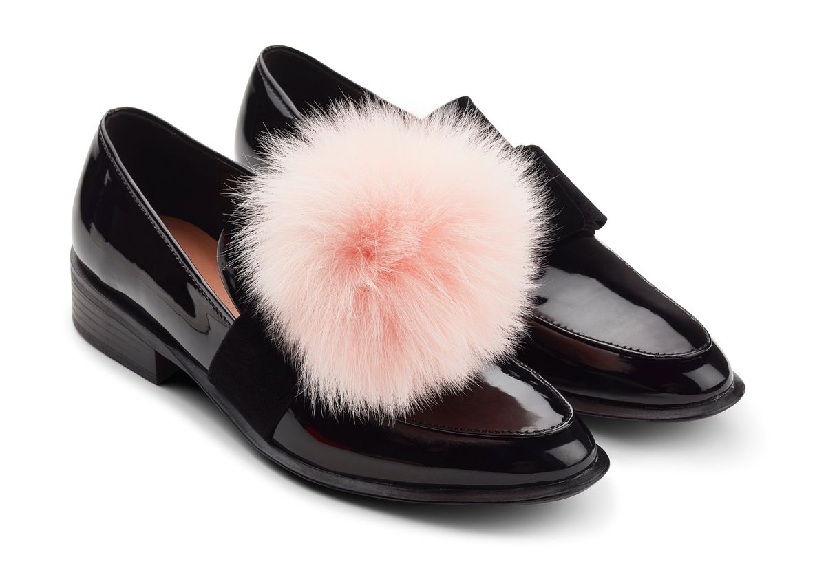 Schoenclips Pompon Vos Roze