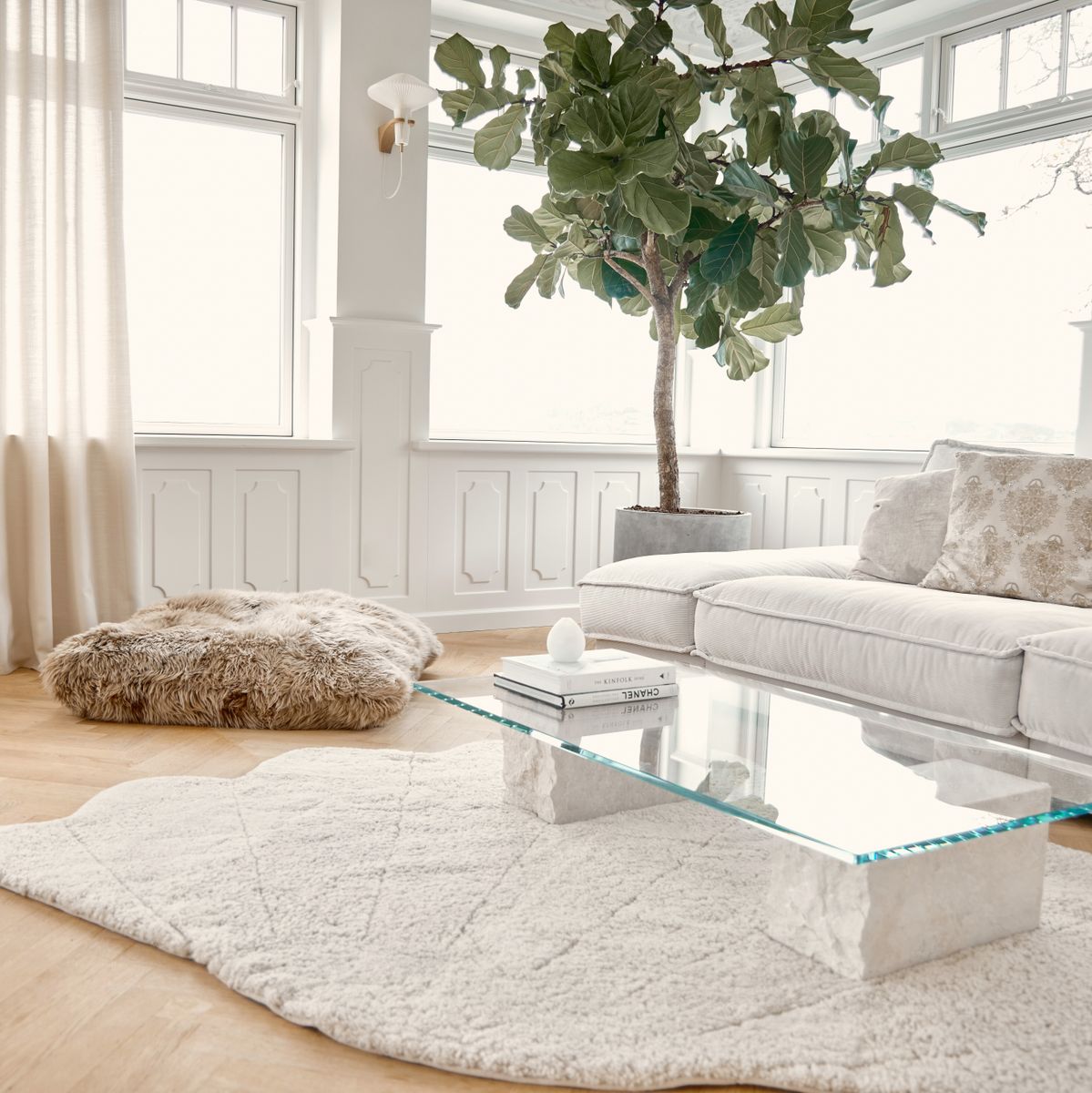 Kortharige Curly Schapenvacht Schelp Design Kleed | 210x150 cm Antraciet Grijs
