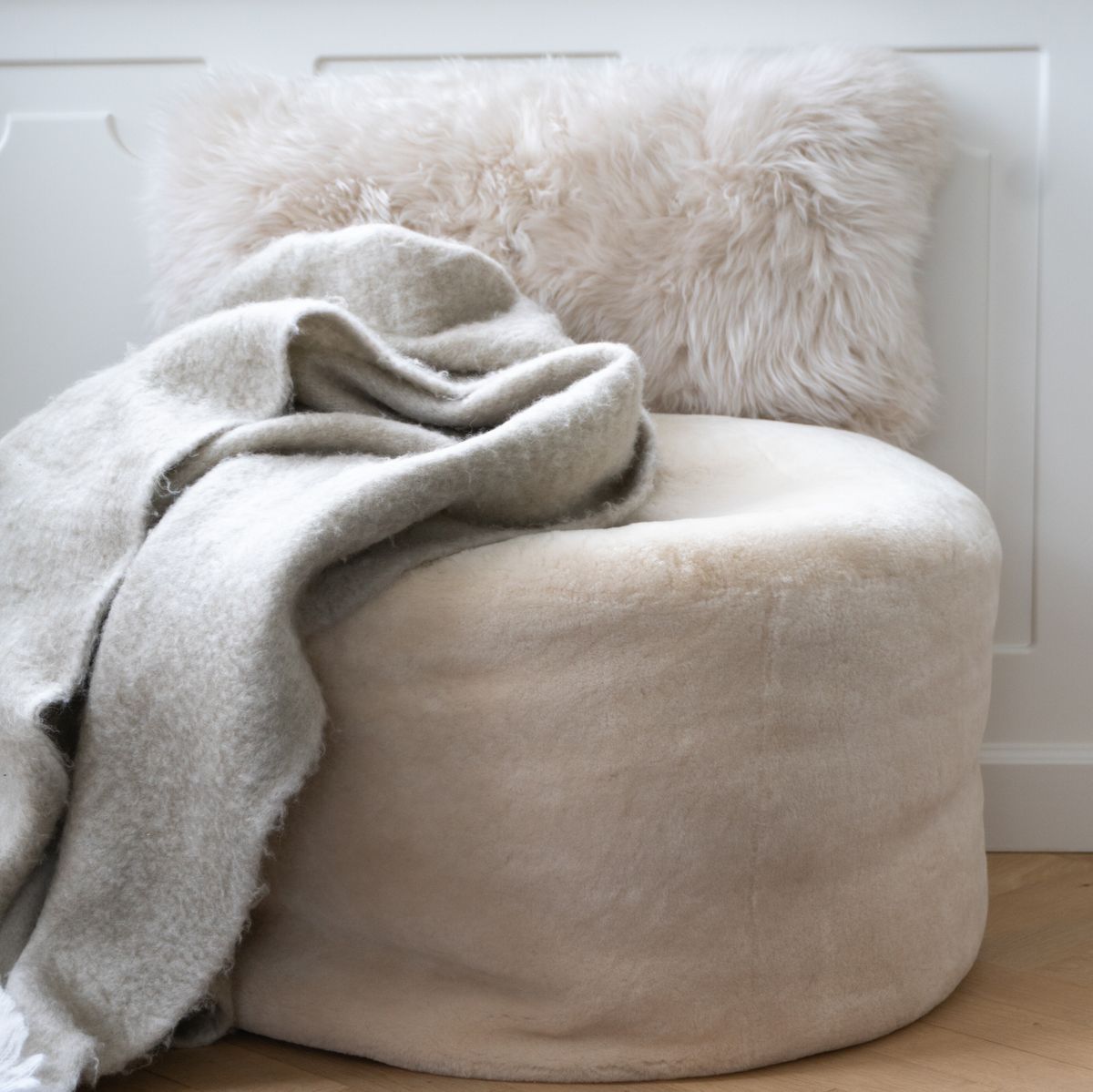 Ronde Moccasin Poef | ø55xH36cm Kastanje