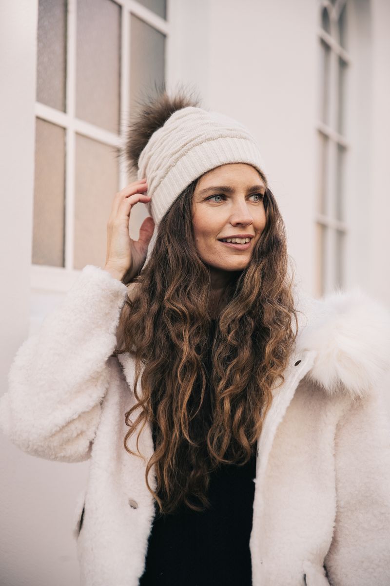 Sidse Beanie Licht Beige/Mokka