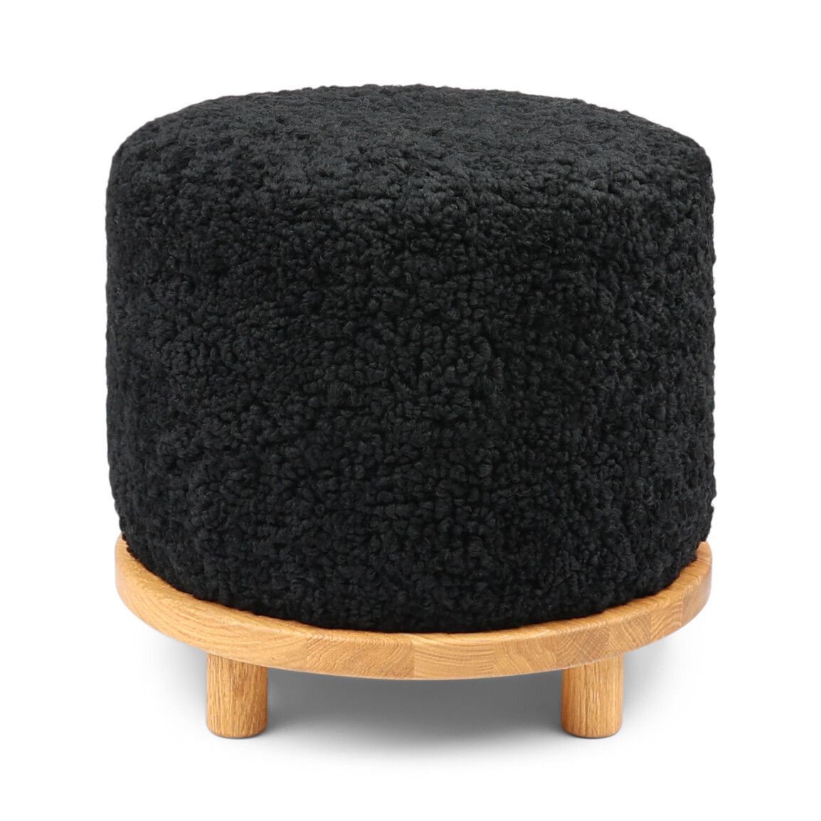 Simon Poef | Kortharige Schapenvacht | D46xH42 cm Zwart