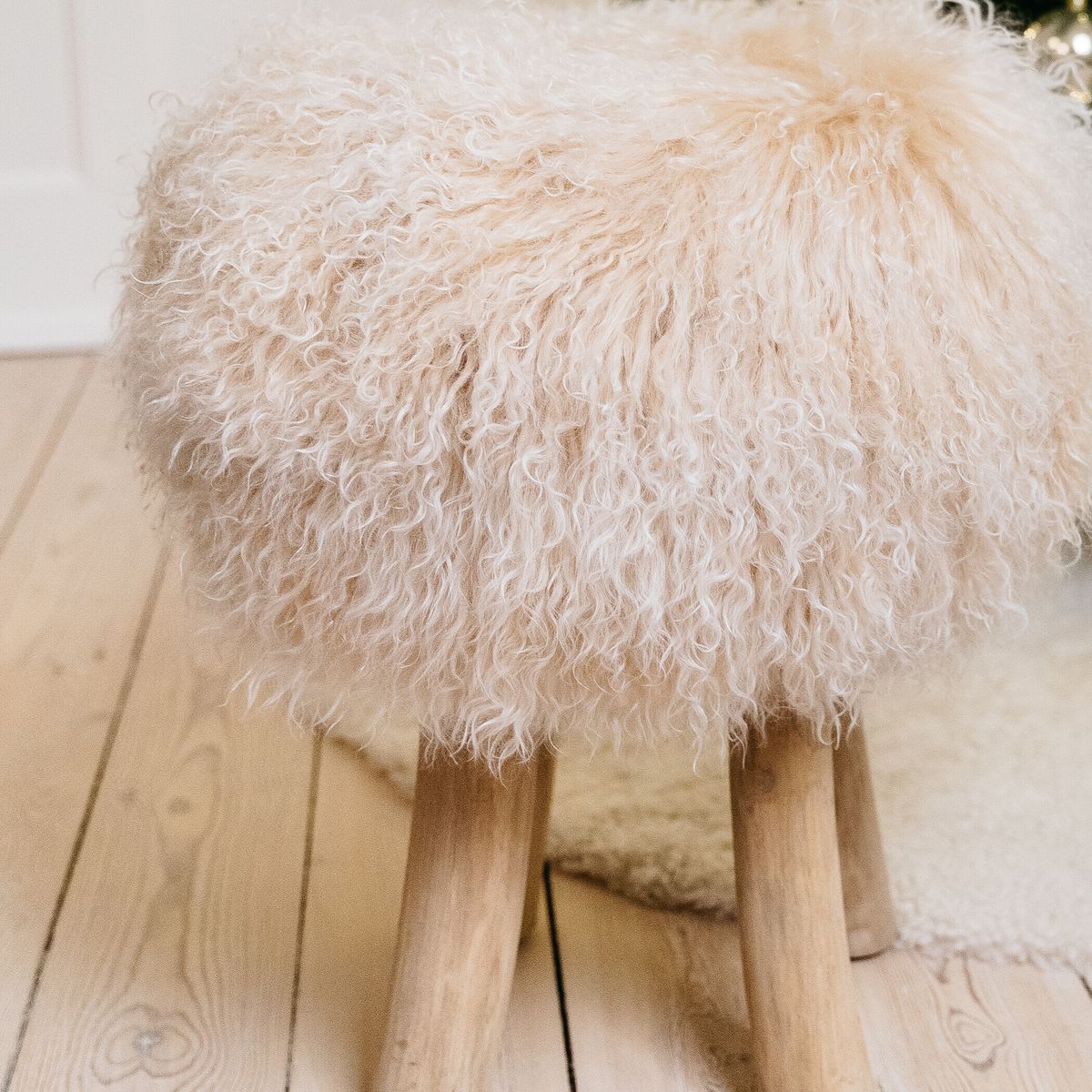 Tibetaanse Schapenvacht Kruk Cover | Ø35xH17 cm Arctic Sunrise
