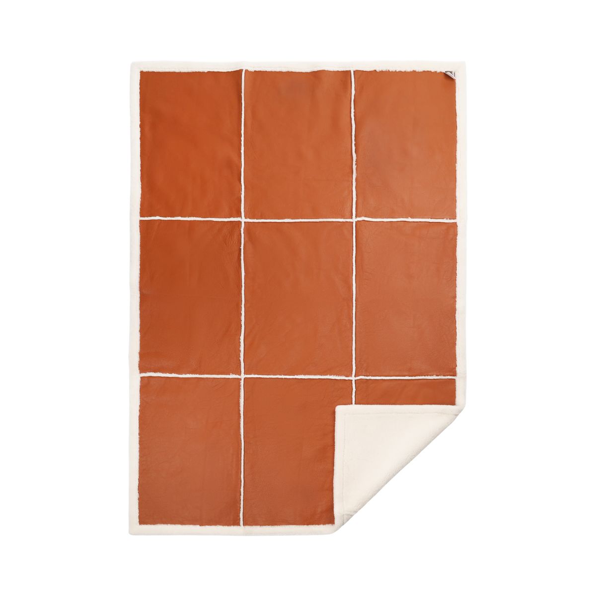 Addison Plaid | Tweezijdige Schapenvacht | Korte Wol Leer Bruin/Ivoor