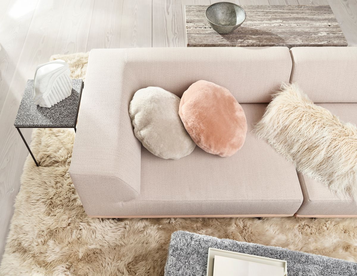 Scandinavisch Fluweel Kussen | Ø45 cm Grijs Zand