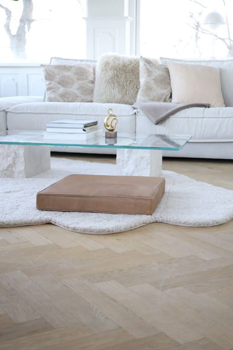 Kalfslederen Kussen | 50x50 cm Goud Bruin