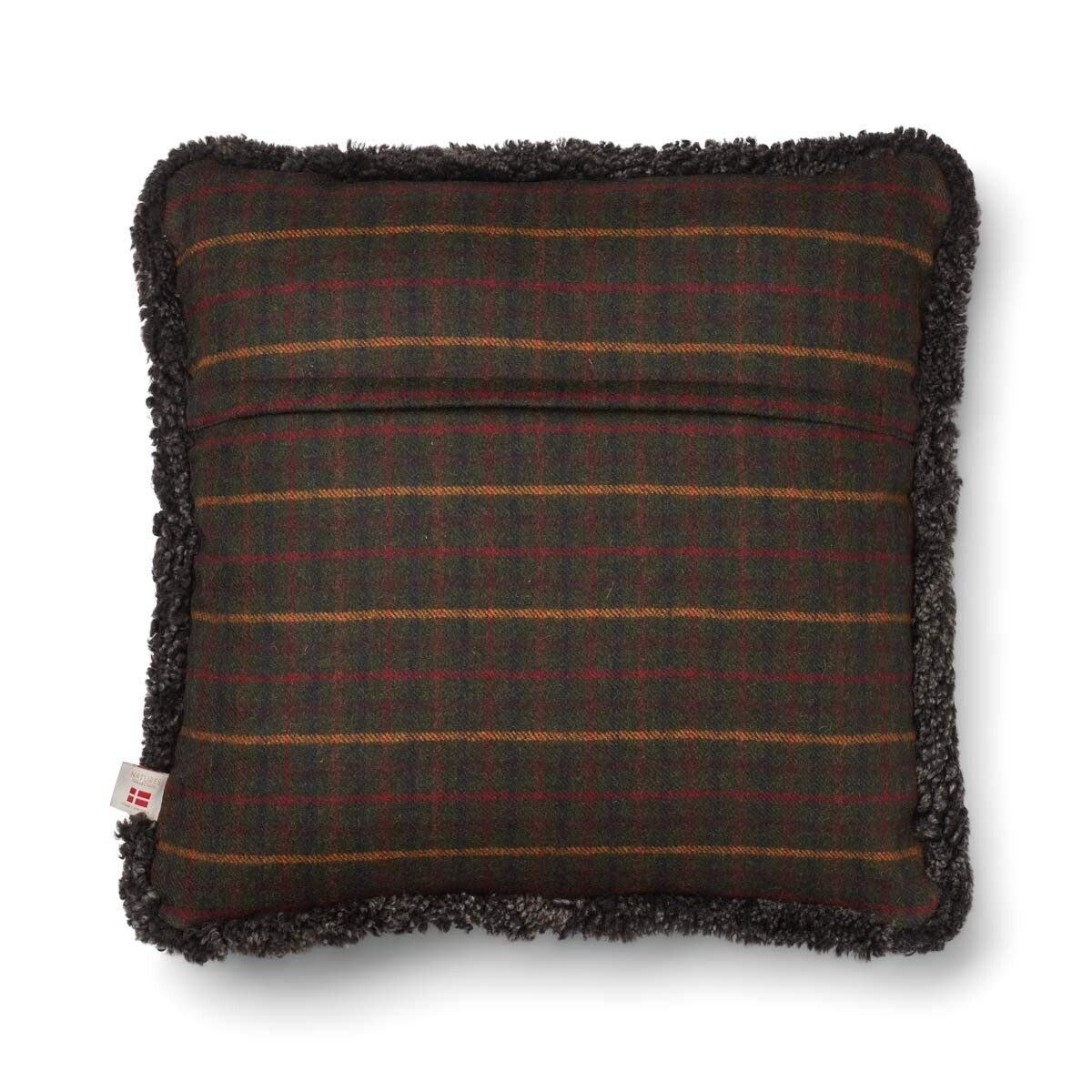 Schapenwol Kussen | Dubbelzijdig | KW rand | 52x52 cm | 34x52 cm Kilberry Fir-Donkergroen/Cappuccino