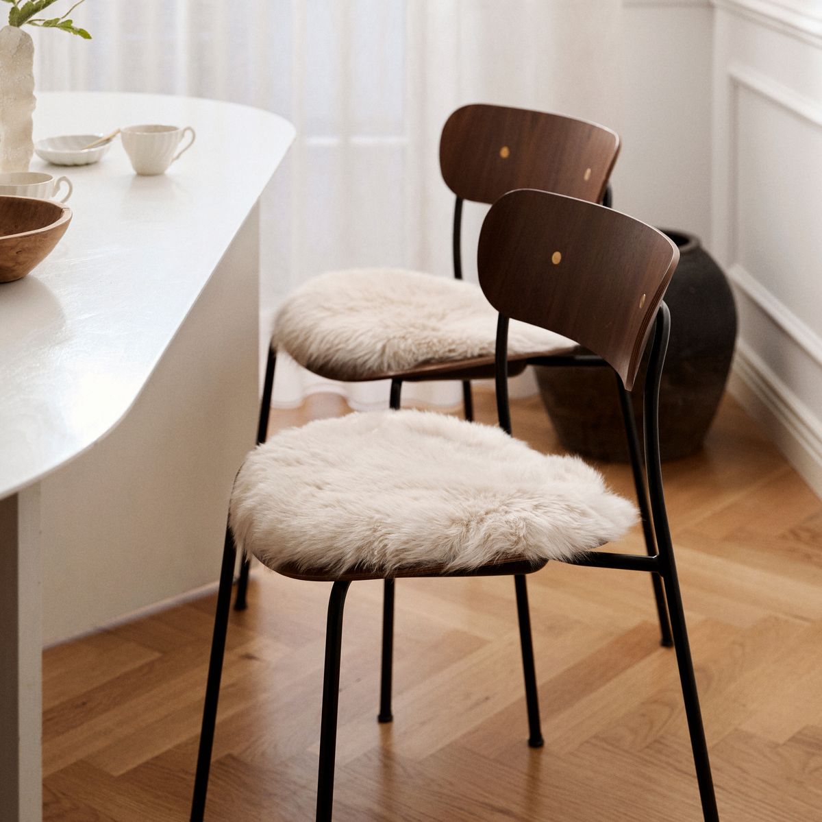 Langharige Schapenvacht Stoel Cover | Ø38 cm Aubergine