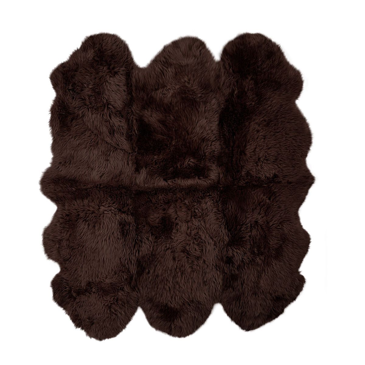 Premium | Nieuw- Zeelandse schapenvacht | Langharig | Zesdubbel Kleed 180x162 cm Chocolade