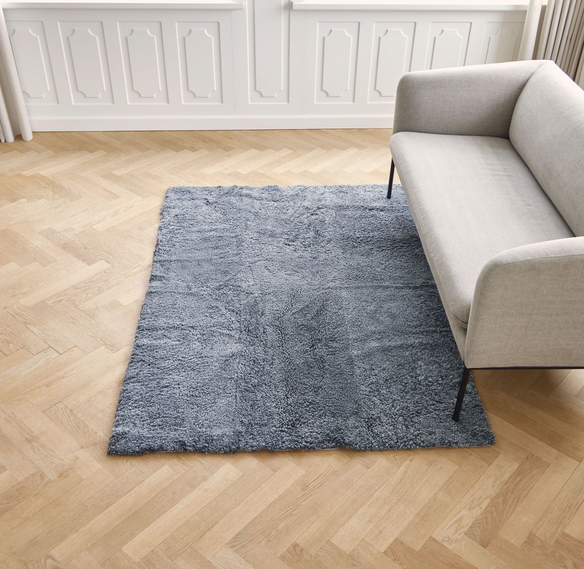 Kortharig Curly Schapenvacht Design Kleed Antraciet Grijs