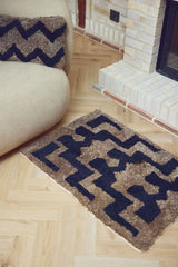 Kortharig Curly Schapenvacht Design Kleed | 70x98 cm Taupe/Zwart