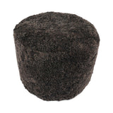 Kortharige Curly Schapenvacht Poef Chocolade