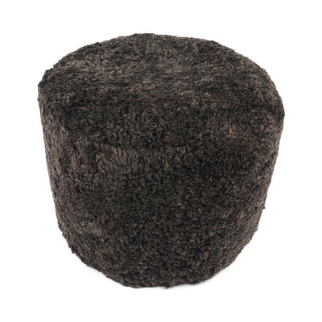 Kortharige Curly Schapenvacht Poef Chocolade