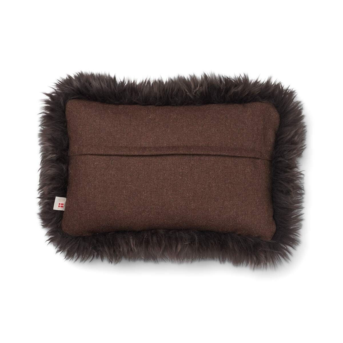 Wollen Kussen | LW rand | 52x52 cm | 34x52 cm Bruin/Walnoot