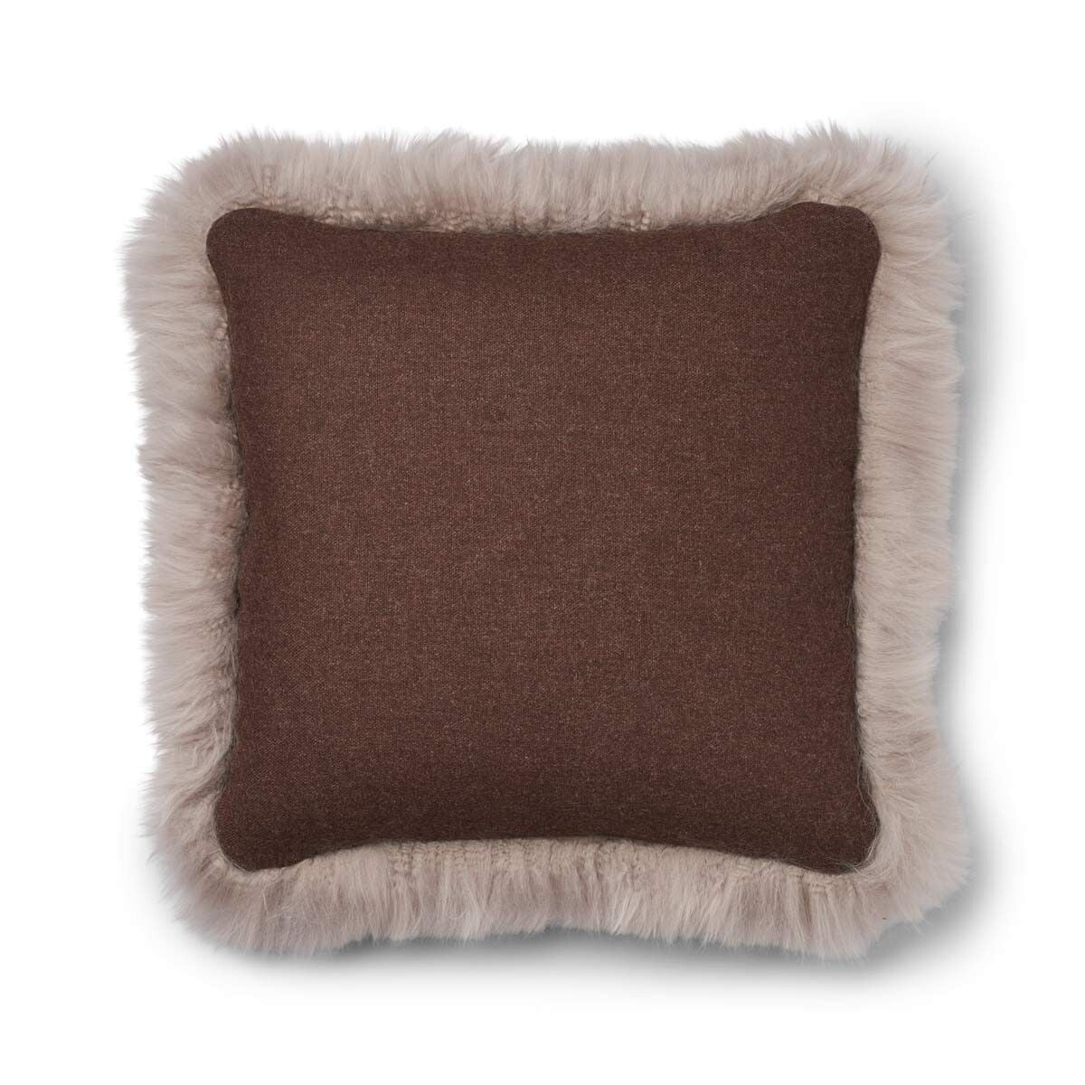 Wollen Kussen | LW rand | 52x52 cm | 34x52 cm Bruin/Duif