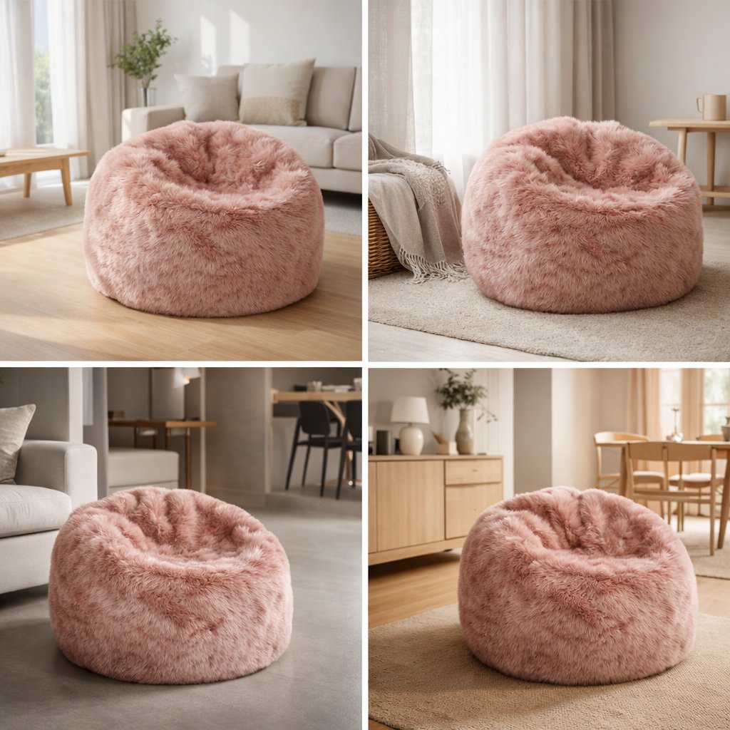 Zitzak | Lange Wol | Large | Rose
