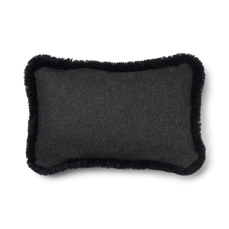 Kortharig Schapenvacht Kussen | KW rand | 52x52 cm | 34x52 cm Houtskool/Zwart
