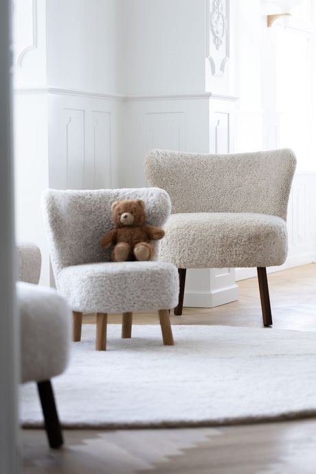 Kortharig Curly Schapenvacht Design Kleed | Ø140 cm Parelgrijs