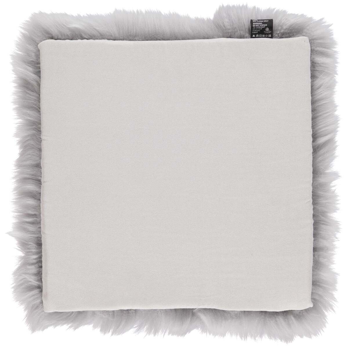 Langharig Schapenvacht Stoel Kussen | Met Vulling | 37x37 cm Licht Grijs