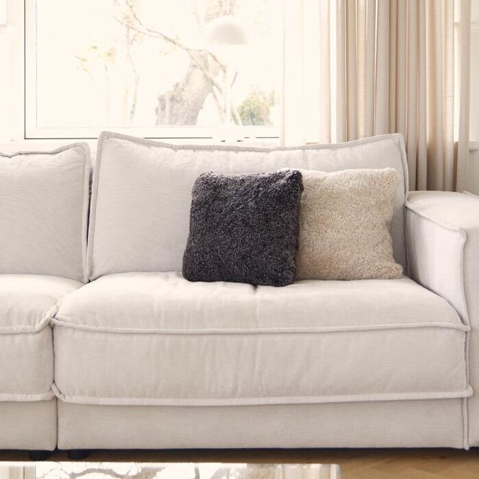 Kortharig Schapenvacht Kussen | Dubbelzijdig | 40x40 cm & 56x56 cm Antraciet Grijs